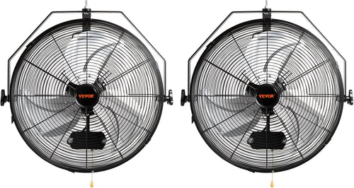VEVOR 18 inch Wall Mount Fan Waterproof 2 Packs, 3 speed High Velocity 4000 CFM Industrial Wall Fan for Indoor, Commercial, Residential, Warehouse, Greenhouse, Workshop, Basement, Garage,Black