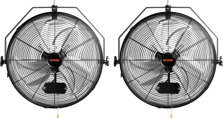VEVOR 18 inch Wall Mount Fan Waterproof 2 Packs, 3 speed High Velocity 4000 CFM Industrial Wall Fan for Indoor, Commercial, Residential, Warehouse, Greenhouse, Workshop, Basement, Garage,Black