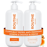 Routine Wellness Anti-Thinning Shampoo and Conditioner Set for Thinning Hair - Biotin DHT Blocker Women & Men - Color Safe Shampoo for Hair Loss & Healthier Hair - Rose Hips (Pack of 2)