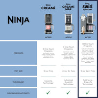 Ninja CREAMi Scoop & Swirl Ice Cream and Soft Serve Maker, Sorbet, Milkshake, Frozen Yogurt, Low Calories Program & More, 13-in-1, Soft Serve Handle & (2) CREAMi 2-in-1 16oz Pints, NC701