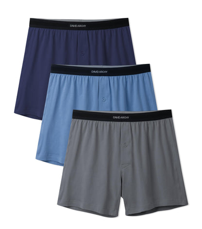 DAVID ARCHY Combed Cotton Boxers for Men Soft Underwear Mens Boxers Knit Boxer Shorts for Men Pack