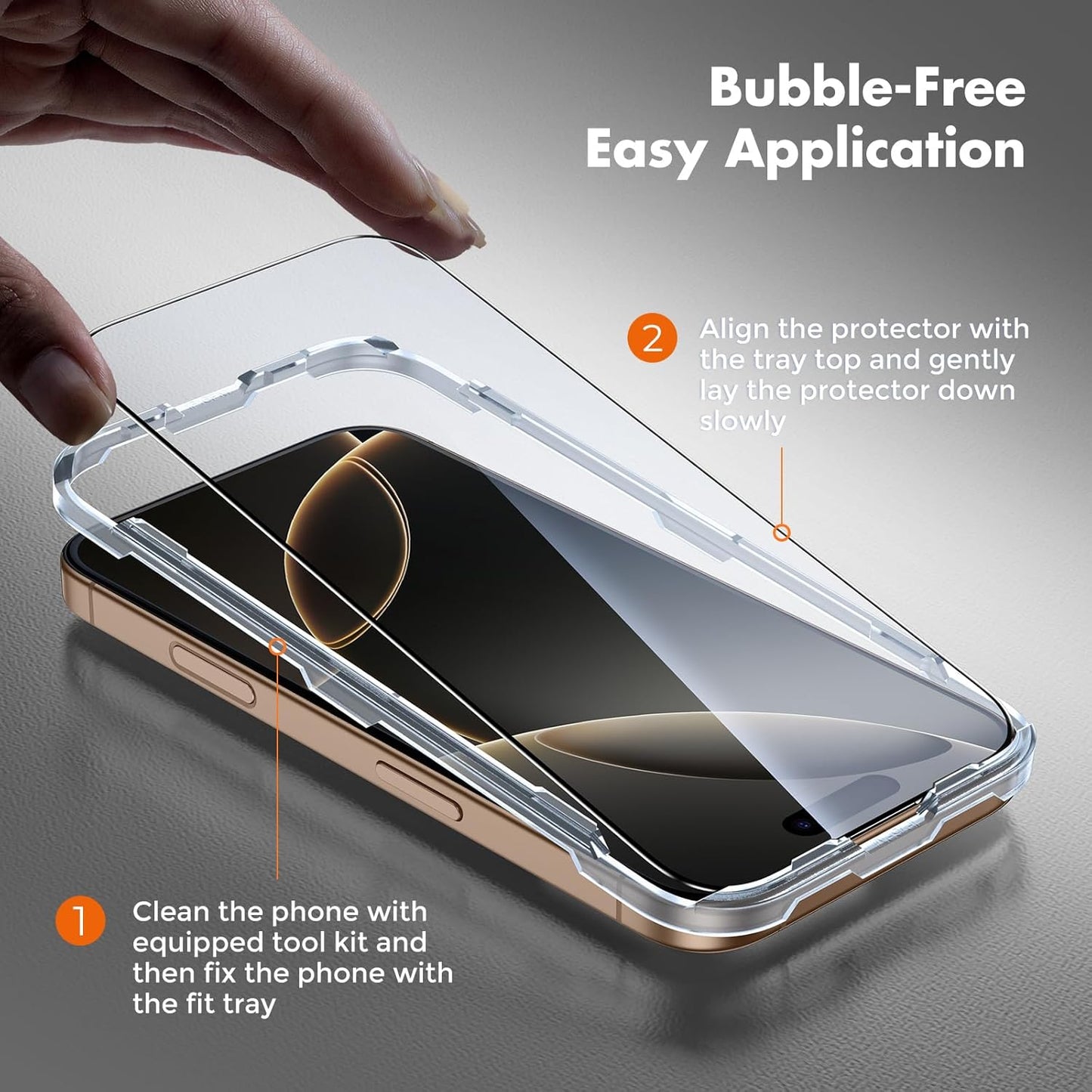 UNBREAKcable Screen Protector for iPhone 16 Pro, Pack of 3, HD Tempered Glass Screen Protector [Full Coverage] [Easy Installation][Free Bubbles][Only for Apple iPhone 16 Pro]
