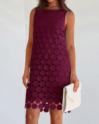 BTFBM Women Hollow Out Circle Embroidered Short Dresses Summer Casual Sleeveless Vacation Party Cocktail Tank Dress