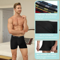 Mens Underwear Breathable Boxer Briefs 7 Pack Bamboo Rayon Boxers for Men Soft Stretchy Men's Underwear with Fly