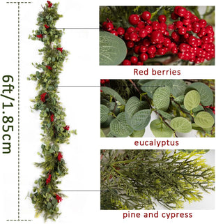 6FT Christmas 144 Branch Tips Cedar Garlands, Anna's Whimsy Artificial Pine Cypress Greenery Garland, Decorations Holiday Indoor Outdoor Christmas Decor Winter Garland