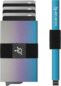 CODE 118 Wallet - Premium Automatic Smart Wallet, RFID Blocking, Pop Up Mens Minimalist Metal Wallet, 6061-T6 Aerospace-Grade Aluminum, Genuine 3K Carbon Fiber (Classic, Slate Grey)