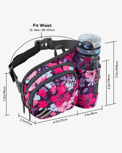 WATERFLY Fanny Pack Waist Bag: Waist Pack for Women Men with Water Bottle Holder Hiking Fanny Pack for Running Walking DogWalking Travel Cycling