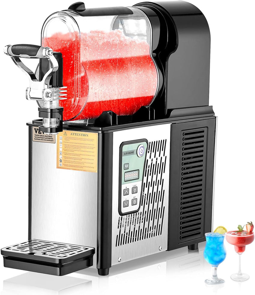 VEVOR Commercial Slushy Machine, 4L Single Tank Frozen Drink Machine, 16 Cups Stainless Steel Margarita Smoothie Frozen Drink Maker, Slushie Maker for Home Party Restaurants Cafe Bars