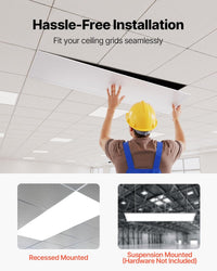 VEVOR 1x4 FT LED Flat Panel Light, 5700 LM, Flush Mount LED Drop Ceiling Lighting Fixture with 3 Color Selectable 3000K/4000K/5000K, 25W/30W/40W, 0-10V Dimmable, Ultra Slim for Home Kitchen, 2 Pack