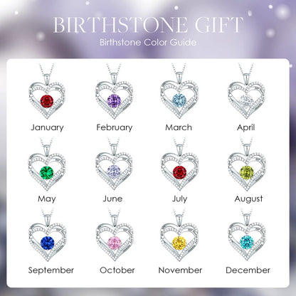 CDE Forever Love Heart Necklaces for Women, Wedding Anniversary, Valentine's，Birthday Mothers Christmas Day Gifts for Mom, Mother, Wife, S925 Silver Jewelry with Birthstone Pendant