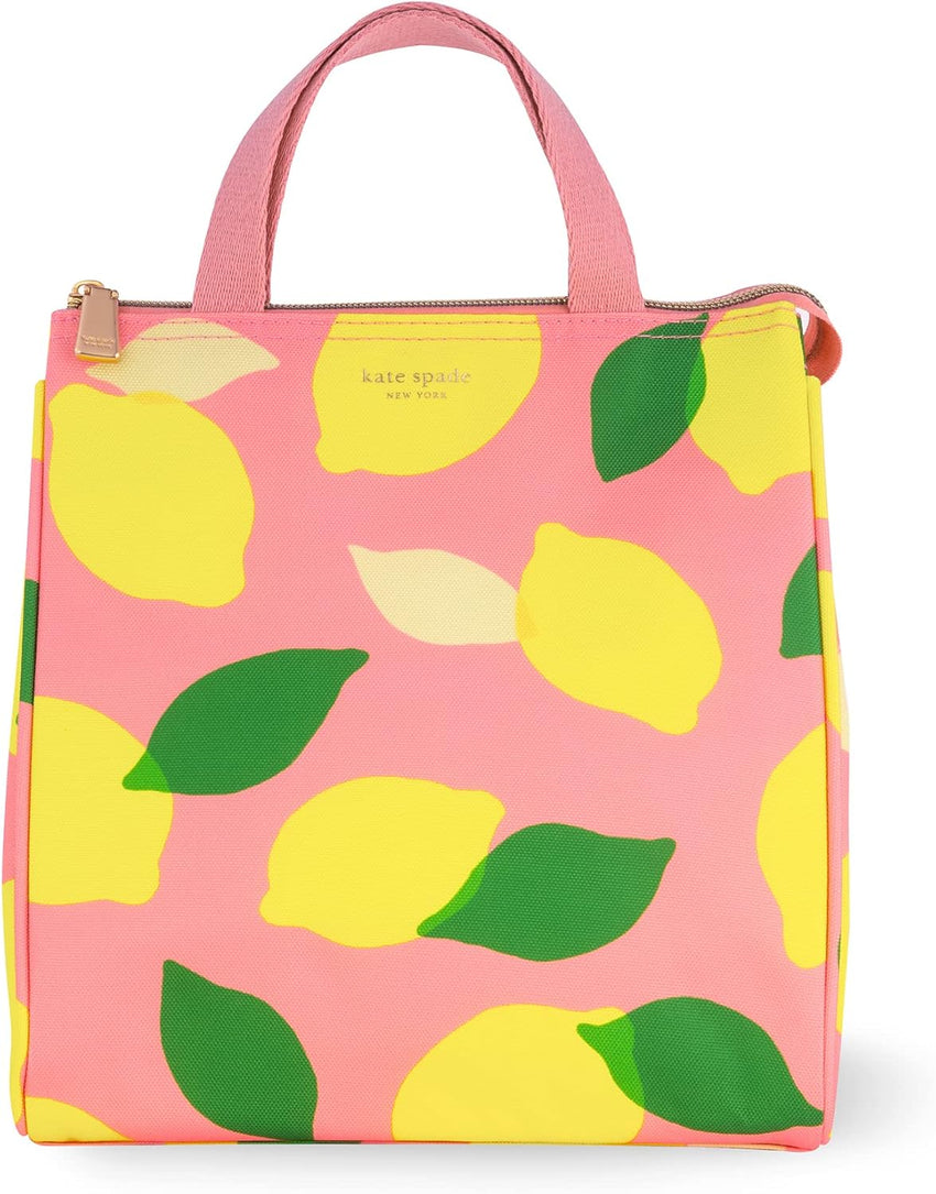 Kate Spade New York, Portable Soft Cooler Lunch Bag with Silver Insulated Interior Lining and Storage Pocket, Joy Dot