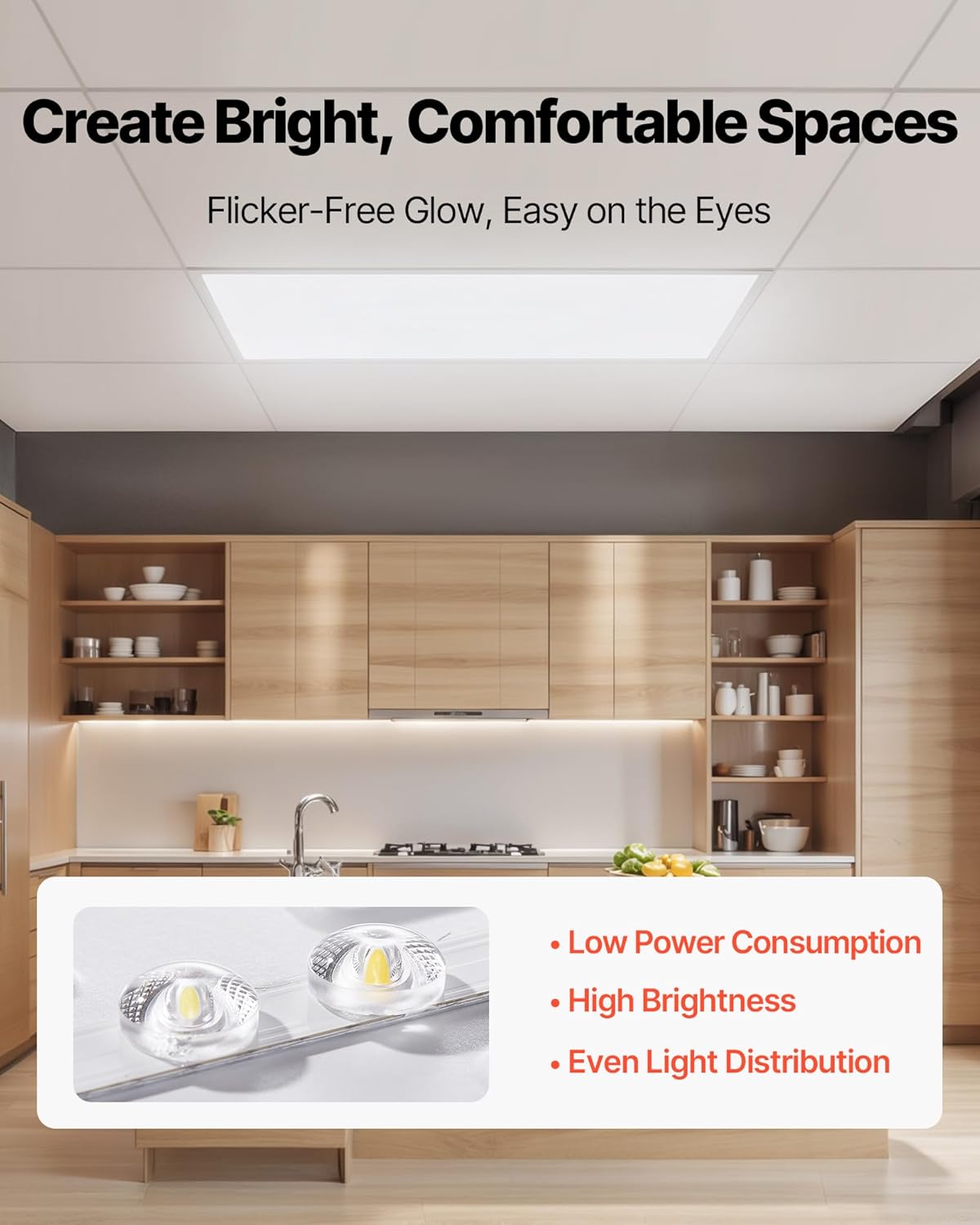 VEVOR 2x4 FT LED Flat Panel Light, 7800 LM, Flush Mount LED Drop Ceiling Lighting Fixture with 3 Color Selectable 4000K/5000K/6000K, 30W/40W/50W, 0-10V Dimmable, Ultra Slim for Home Office Kitchen