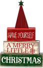 4 Pcs Christmas Table Decor Wooden Hot Cocoa Decoration Christmas Centerpiece Winter Tiered Tray Decor Decorative Red Hot Cocoa Block Signs Gift Farmhouse Xmas Decoration for Home Kitchen