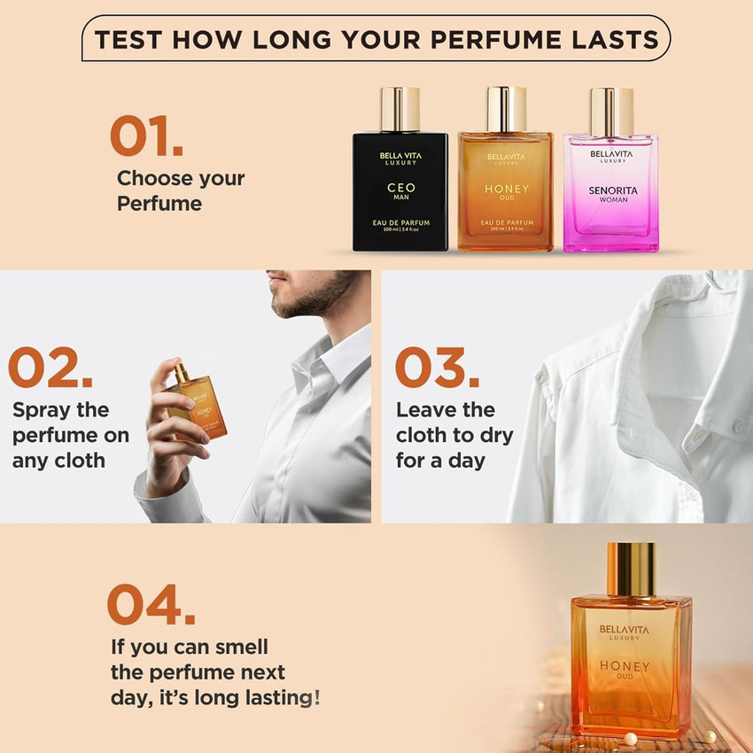 BellaVita Luxury Honey Oud Eau de Parfum (3.4 fl. oz.) | Patchouli, Vanilla, Bergamot, Floral & Spicy + Made with Clean & Vegan Essentials Oils + Cruelty Free | Long-Lasting Unisex Fragrance