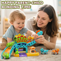 Lehoo Castle Toys for 1 Year Old Boys, Dinosaur Slide with 4 Mini Push Cars for Baby 12-18 Months, Infant Play Vehicle Set, Educational Learning First 1st Birthday Gifts for Kids, Girls, Toddlers 1-3