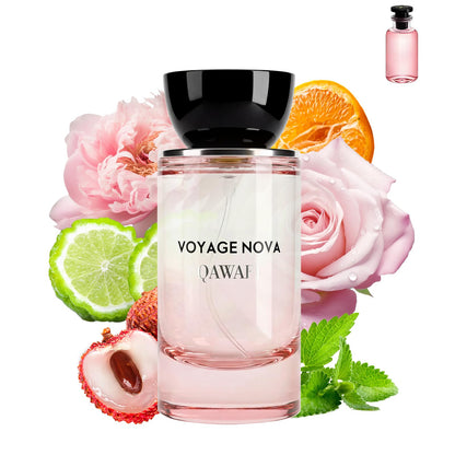 Voyage Nova Eau de Parfum for Women, Lychee Bergamot Ginger, Rose Peony Cocoa Blossom, Elegant Patchouli, Long Lasting Spring Fall Perfume, 100ml & 3.4 fl oz
