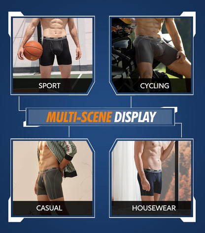 Separatec Mens Underwear with Pouch for balls Anti Chafing Underwear Men Athletic Sport Performance Long Boxer Briefs 3 Pack