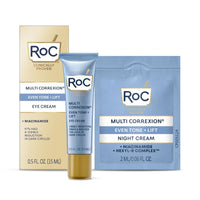 RoC Multi Correxion 5 in 1 Anti-Aging Eye Cream for Puffiness, Under Eye Bags & Dark Circles, Skin Care Treatment with Shea Butter, (.5 oz) with Night Cream Packette (Packaging May Vary)