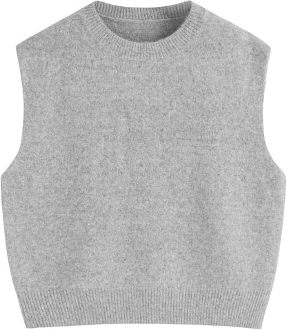 CIDER Women's Knit Sweater Vest Loose Fit Sleeveless Round Neck Oversized Pullover Sweater