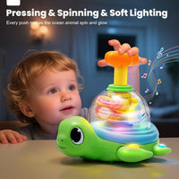 Musical Baby Toys for 1 Year Old - Crawling Turtle Infant Toys 6-12 Months, Press & Glow & Spin for Cause and Effect, Tummy Time Development, Christmas Birthday Gifts for 1 Yr Old Boy Girl 9-18 Month