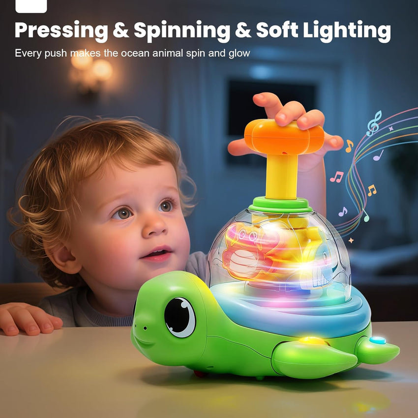 Musical Baby Toys for 1 Year Old - Crawling Turtle Infant Toys 6-12 Months, Press & Glow & Spin for Cause and Effect, Tummy Time Development, Christmas Birthday Gifts for 1 Yr Old Boy Girl 9-18 Month
