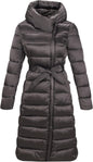 Bellivera Women's Puffer Jacket Lightweight Quilted Hooded Long Down Alternative Coat with Belt