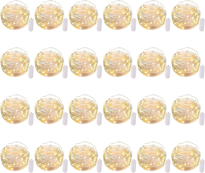 Brightown 12 Pack LED Fairy Lights Battery Operated String Lights - 7ft 20LED Waterproof Silver Wire Firefly Starry Moon Lights for DIY Crafts Wedding Table Centerpieces Party Bedroom Christmas