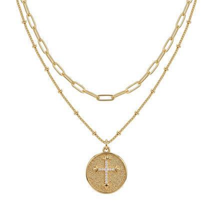 MEVECCO Layered Heart Necklace Pendant Handmade 18k Gold Plated Dainty Gold Choker Arrow Bar Layering Long Necklace for Women