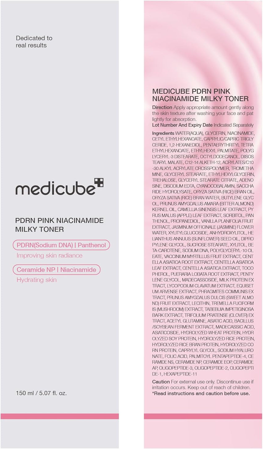 medicube PDRN Toner Salmon DNA Milky Toner | for Hydrating, Moisturizing, Soothing with Ceramide, Peptide | Glass Glow Skin | Korean Skincare, 5.07 fl.oz