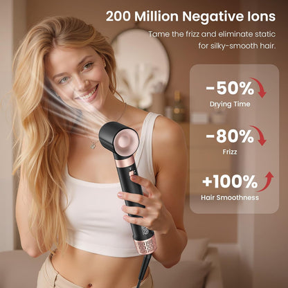 Dual Voltage 3 in 1 Hot Hair Styler – High-Speed Hair Dryer with Air Wrap for Women with Extra Long Barrel Air Styler, European Hair Tools Styling, Fast Drying and Quick Styling, Travel Case