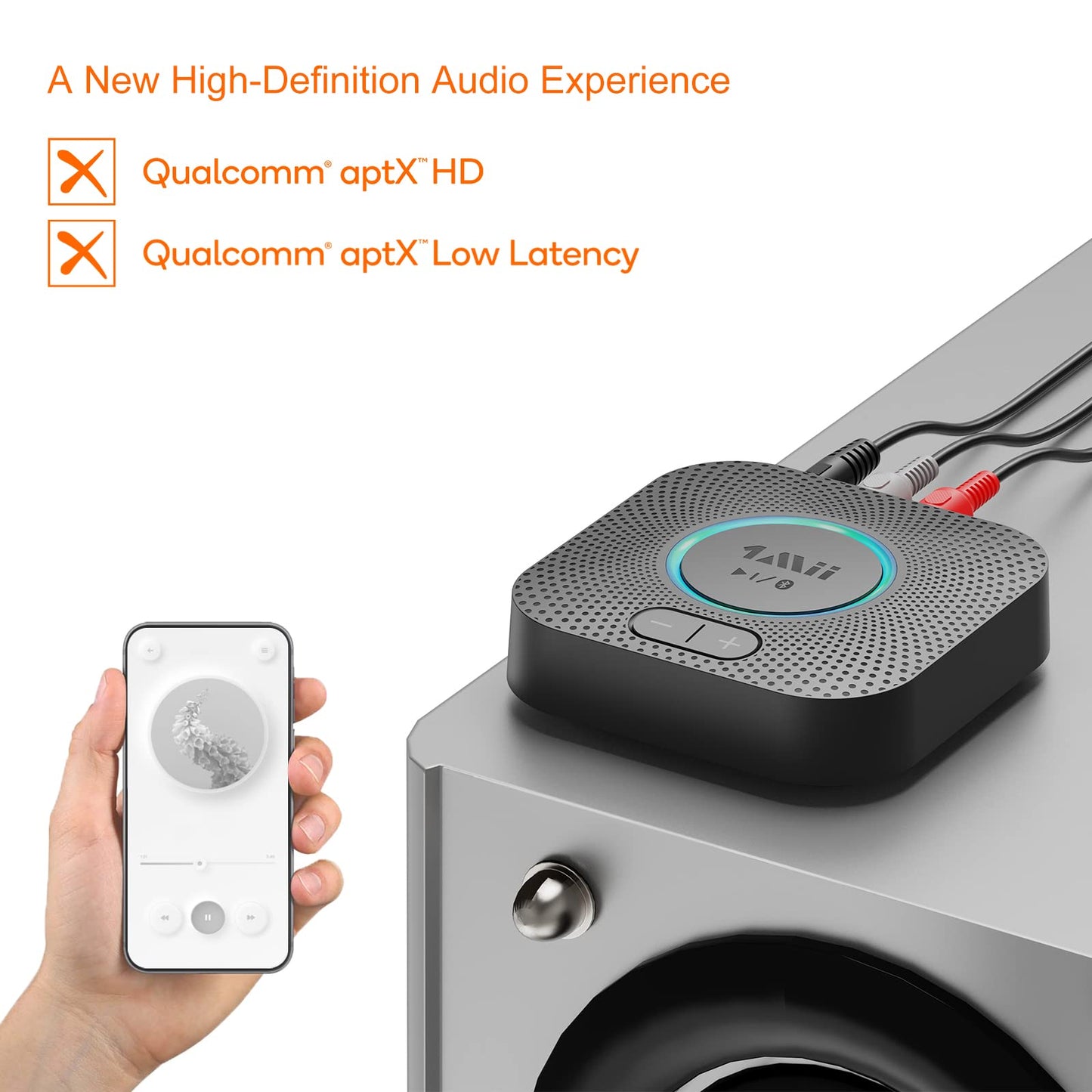 [Upgraded] 1Mii B06 Plus Bluetooth Receiver, HiFi Wireless Audio Adapter, Bluetooth 5.3 Receiver with 3D Surround aptX HD aptX Adaptive for Home Music Streaming Stereo System
