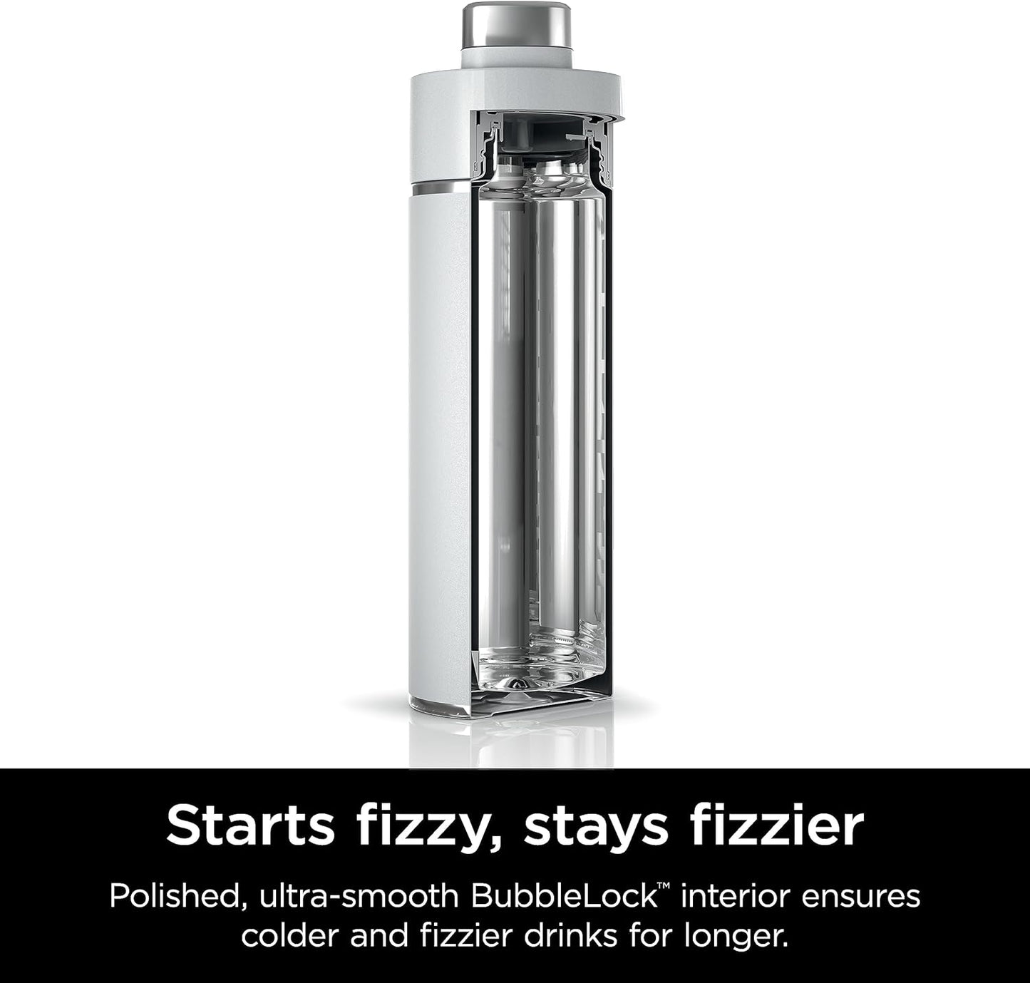 Ninja Thirsti 18oz Travel Water Bottle, For Carbonated Sparkling Drinks, Colder and Fizzier Longer, Leak Proof, 24 Hrs Cold, Dishwasher Safe, Stainless Steel Insulated Tumbler, Cloud White, DW1801WH