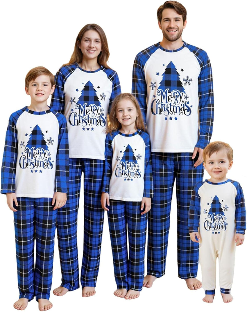 Family Christmas Pajamas Matching Sets - Soft Lettler Print Xmas Pjs for Couples & Kids | Holiday Family Pajamas