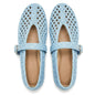 Woven Ballet Flats Women Mesh Raffia Flats Round Toe Mary Janes Comfortable Ballerina Flat Shoes