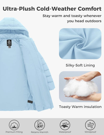 wantdo Women's Puffer Jacket Warm Padded Winter Coat Long Quilted Jacket (Available in Plus Size)