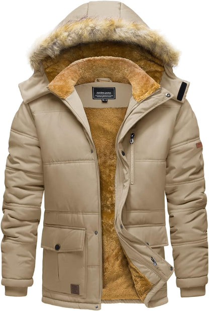 7DAY'S Men's Winter Jacket with Hood Water Repellent Windproof Thicken Parka Winter Coat