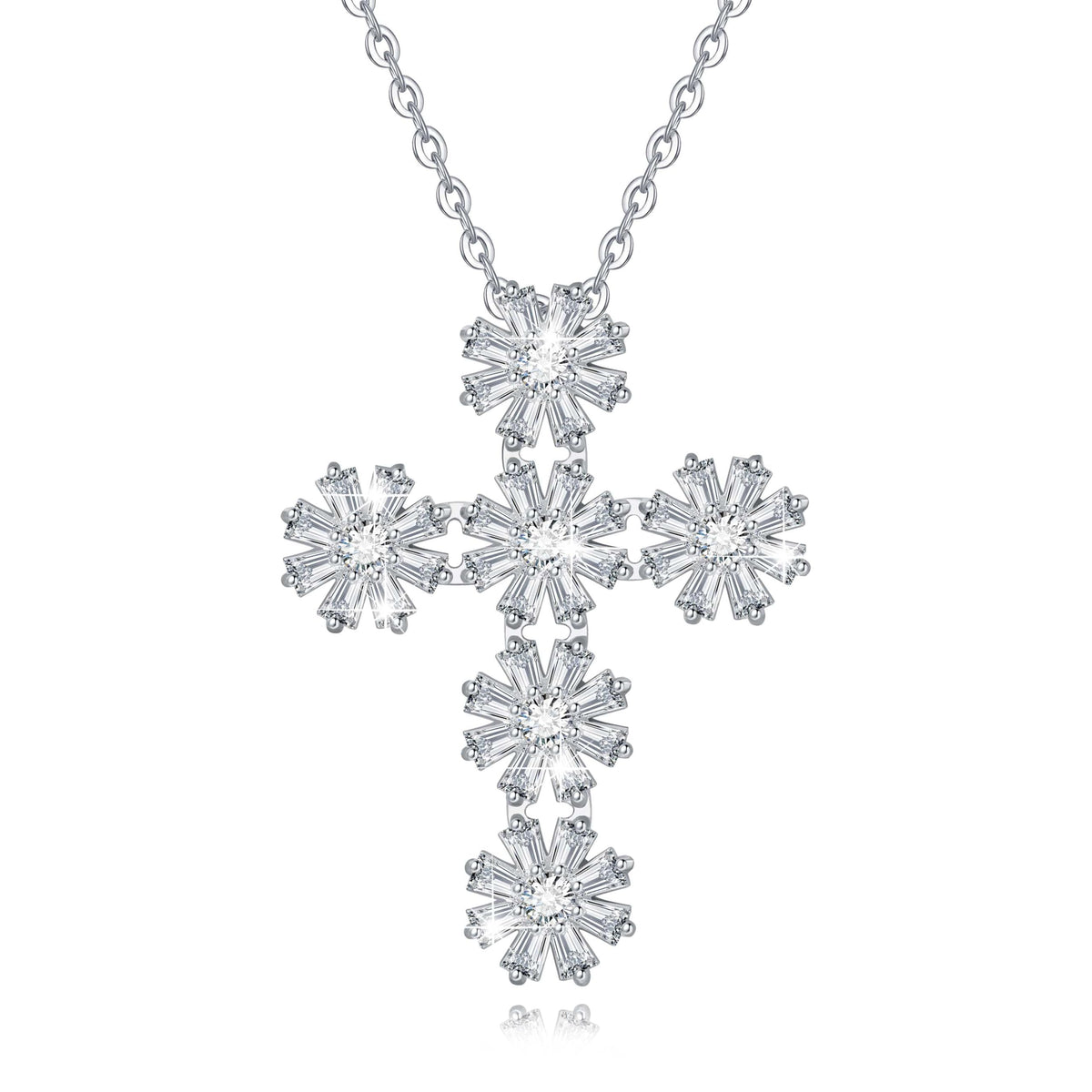 Dainty Gold Necklace for Women, 18K Real Gold Plated Necklace, White Gold Cross Silver Necklace, Cubic Zirconia Necklace, Birthday Gifts for Women Jewelry