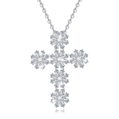 Dainty Gold Necklace for Women, 18K Real Gold Plated Necklace, White Gold Cross Silver Necklace, Cubic Zirconia Necklace, Birthday Gifts for Women Jewelry