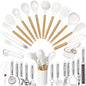 Cooking Utensils Set- 35 PCs Kitchen Utensils with Grater,Tongs, Spoon Spatula &Turner Made of Heat Resistant Food Grade Silicone and Wooden Handles Kitchen Gadgets Tools Set for Cookware