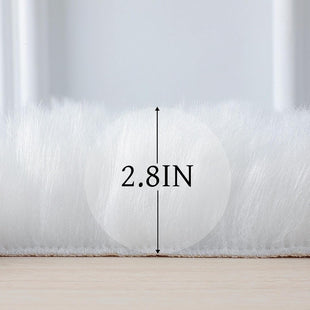Faux Fur Rug Sheepskin Shag Fluffy Fuzzy White 2x6 ft Runner Rugs for Bedroom Bedside Bed Floor Living Room Plush High-Density Cushion Carpet Super Sofa Cover