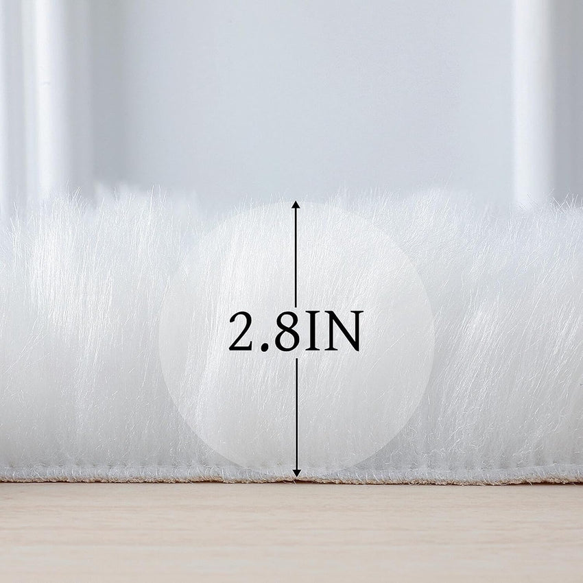 Faux Fur Rug Sheepskin Shag Fluffy Fuzzy White 2x6 ft Runner Rugs for Bedroom Bedside Bed Floor Living Room Plush High-Density Cushion Carpet Super Sofa Cover