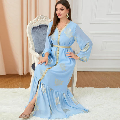 ODIZLI Abaya Dress for Women Dubai Sadui Bead Moroccan Kaftan Fancy Eid Dress