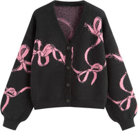 CIDER Fall Cardigan Sweaters for Women Trendy Bow Cardigan Long Sleeve Open Front Button Down Sweater Fall Fashion