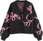 CIDER Fall Cardigan Sweaters for Women Trendy Bow Cardigan Long Sleeve Open Front Button Down Sweater Fall Fashion
