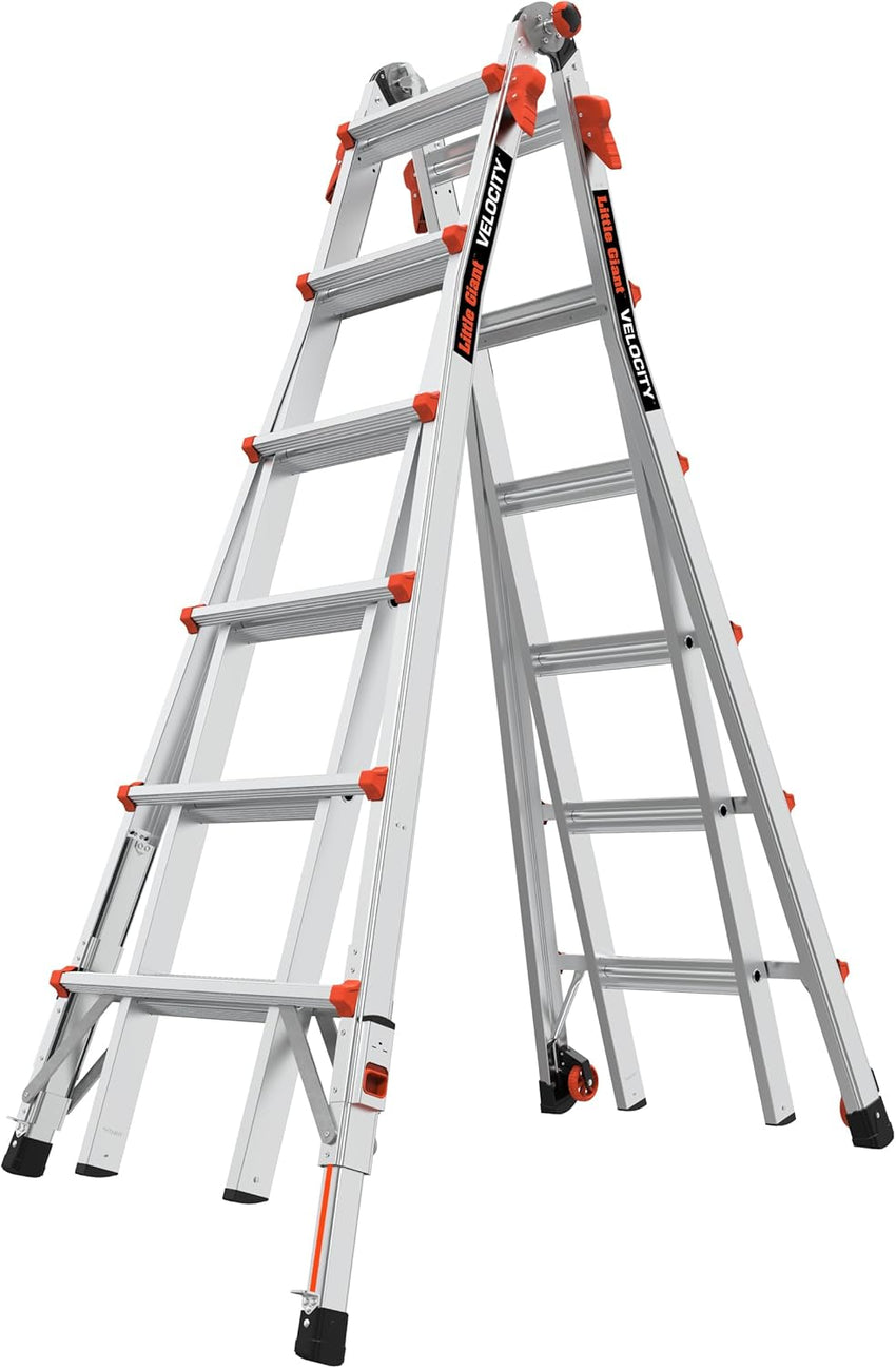Little Giant Multi-Position Ladder, Velocity, M17, 9-15 Foot, Aluminum, Type 1A, 300 lbs Weight Rating & Work Platform, Aluminum, 375 lbs Weight Rating