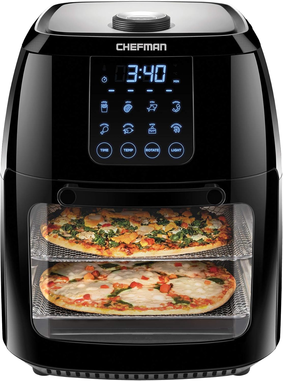 Chefman 12-Quart 6-in-1 Air Fryer Oven with Digital Timer, Touchscreen, and 12 Presets - Family Size Countertop Convection Oven, Dishwasher-Safe Parts
