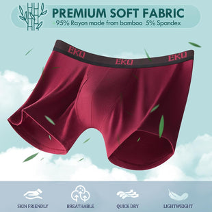 Mens Underwear Breathable Boxer Briefs 7 Pack Bamboo Rayon Boxers for Men Soft Stretchy Men's Underwear with Fly