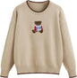 CIDER Women's Fall Sweaters Long Sleeve Cute Sweaters Bear Graphic Crewneck Soft Knit Casual Cropped Pullover