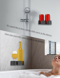 NOTMBESTM Shower Drink Holder for Beer, Drink, Wine, Bottle, Can, Coffee, Shower Beer Holder Fit for Wall or Desk Cup Organizer, Shower Cup Holder for Bath Wine Glass, Give It as a Gift (Black)