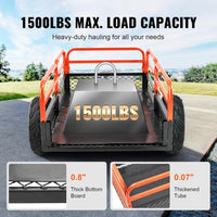 VEVOR ATV UTV Trailer Tow Behind Dump Cart, 1500lbs 15 Cubic Feet, Heavy Duty Yard Garden Trailer Pull Behind Dump Trailer for Lawn Mower Tractor